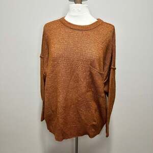 Zenana Rust Colored Ribbed Oversized Knit Sweater, Size Large